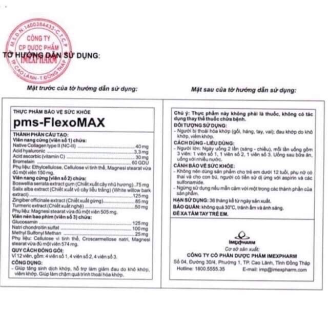 Viên uống bổ khớp FlexoMax - người bị thoái hoá xương khớp,viêm khớp dạng thấp,loãng xương...