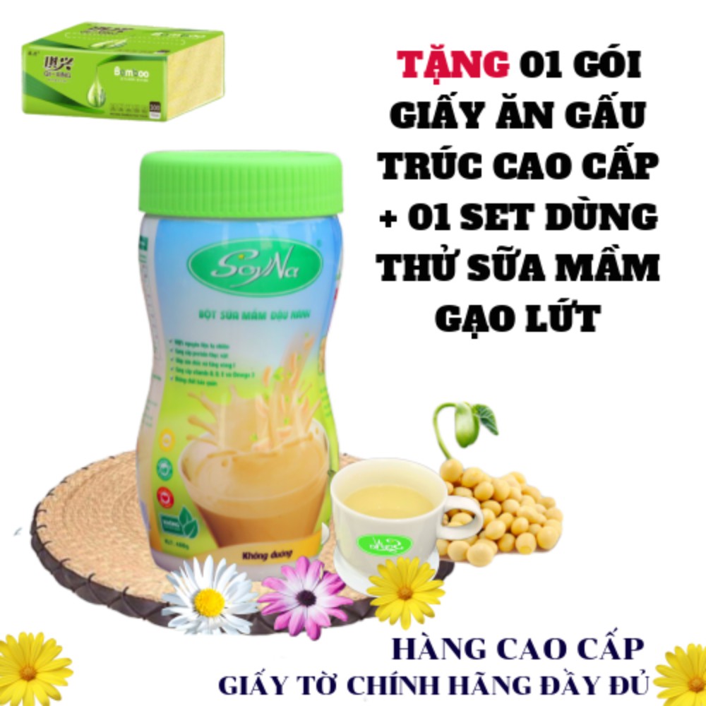 mầm đậu nành - Mầm Đậu Nành Không đường 400Gr SoyNa 100% Nguyên Liệu Hữu Cơ. Đã Kiểm Định Chất Lượng An Toàn THỰC PHẨM .