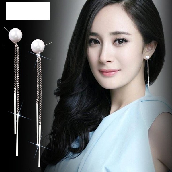 Bông tai bạc tua rua S925 Dương Mịch bạch thiển bông tai trang sức phụ kiện nữ