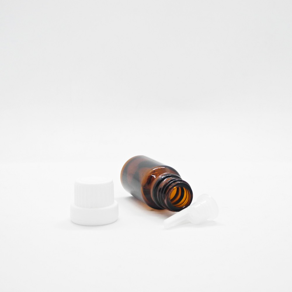 CHai lọ đựng tinh dầu 10ml nâu, nắp vặn đen/trắng nhỏ giọt