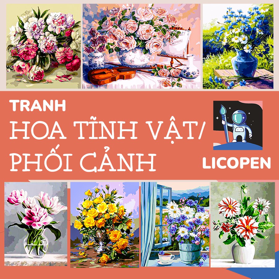 [CÓ SẴN] Tranh Tô Màu Theo Số Licopen - Tổng hợp các mẫu tranh Phối cảnh - Tĩnh vật