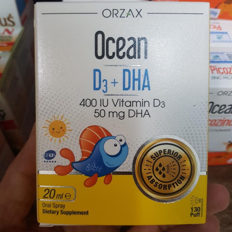 Ocean D3 + DHA  Bổ Sung Vitamin D3 Giúp Hấp Thụ Canxi,DHA Giúp Bé Thông Minh,Nhanh Nhẹn