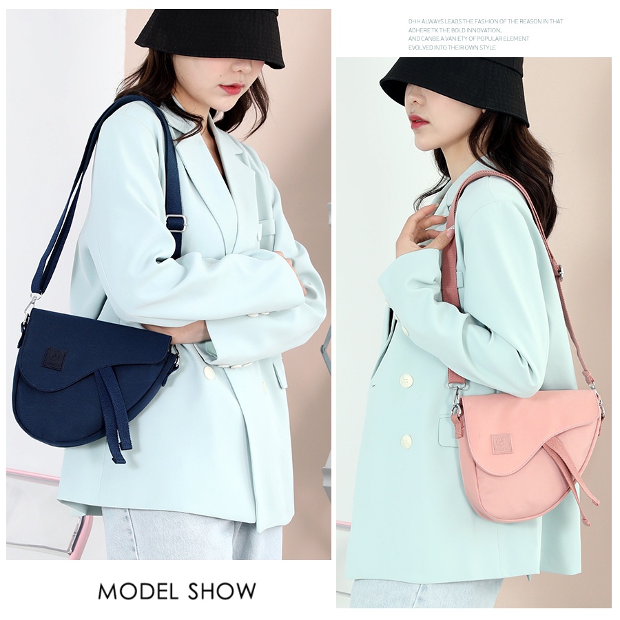 Túi Yên Ngựa Bằng Vải Bạt nylon Bên Hông Đơn Giản Chống Nước Phong Cách Nhật Bản Cho Nữ