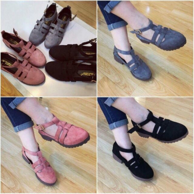 Giày Oxford da lộn phối 2 quai đan | BigBuy360 - bigbuy360.vn