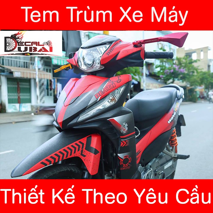 Tem Trùm Xe Wave RSX Đen Đỏ