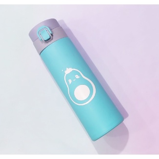 bình nước 2 lớp quả bơ B2DC19 dễ thương  avocado cute hoạt hình 400-500ml