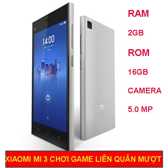 Điện thoại cảm ứng Oxiaomi mi3 (ROM 16GB/RAM 2GB) pin khủng giá rẻ