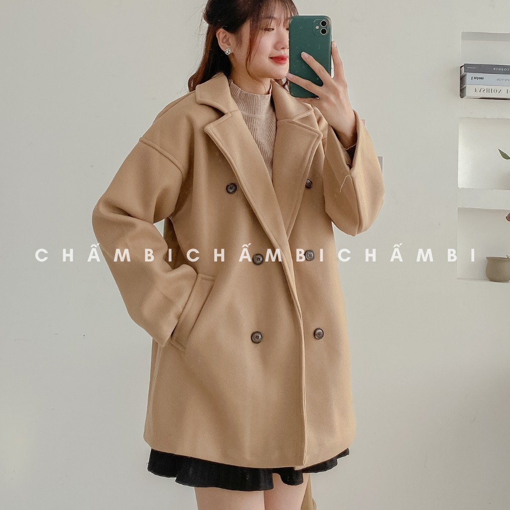 [SALE XẢ TẾT] Áo Khoác Dạ Nữ Dáng Dài Form Rộng 2 Màu Kem, Nâu - A.105