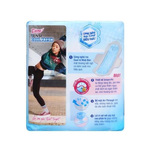 BVS Diana SenSi Cool Fresh siêu mỏng (băng vệ sinh Có cánh 8 miếng/1 gói)
