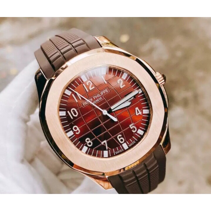 Đồng hồ Nam Pt vuông cơ tự động máy Nhật 40-41mm mặt nâu cafe dây cao su