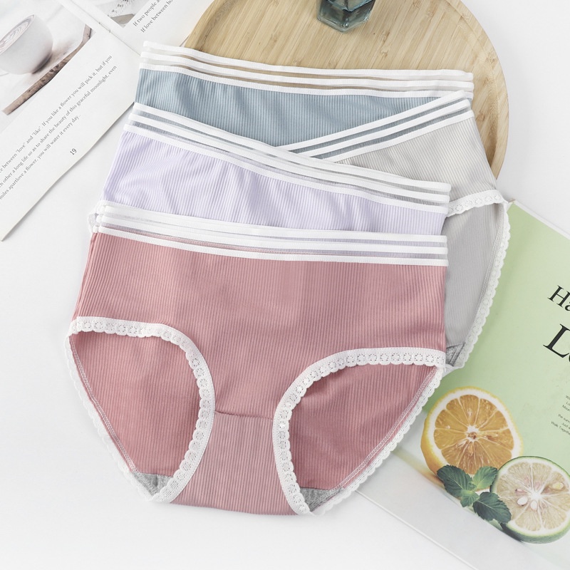 Quần Lót Cotton Màu Trơn Lưng Vừa Dễ Thương Cho Nữ