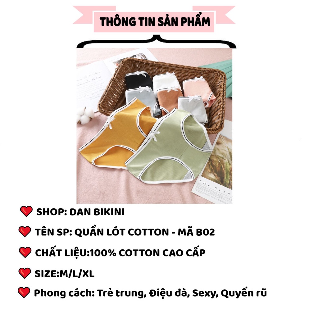 Quần Lót Nữ ❤️FREESHIP❤️Quần Lót Nữ Cotton 100% kháng khuẩn thoáng mát viền kẻ màu MÃ B02