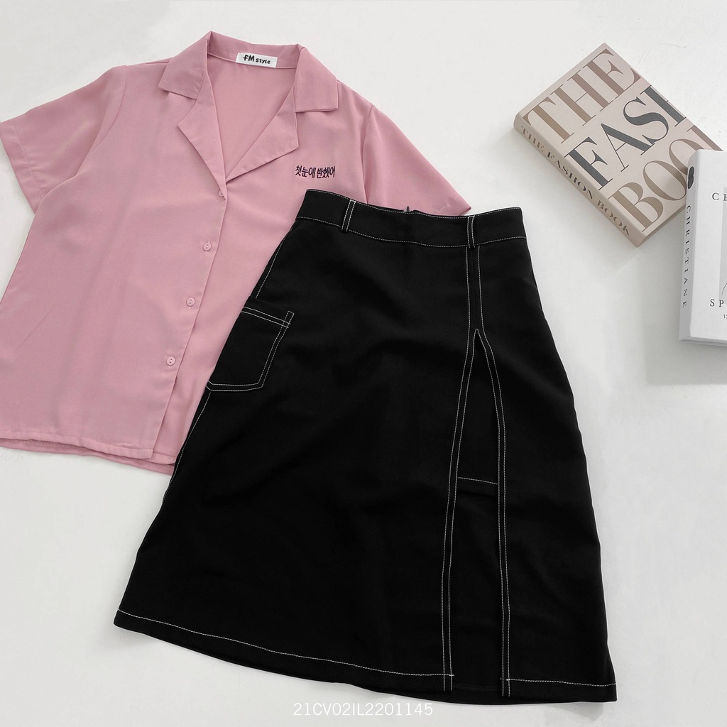 Chân váy dài vintage VMSTYLE thiết kế xẻ tà phối viền nổi bật cá tính -0515- CVD00001 | BigBuy360 - bigbuy360.vn