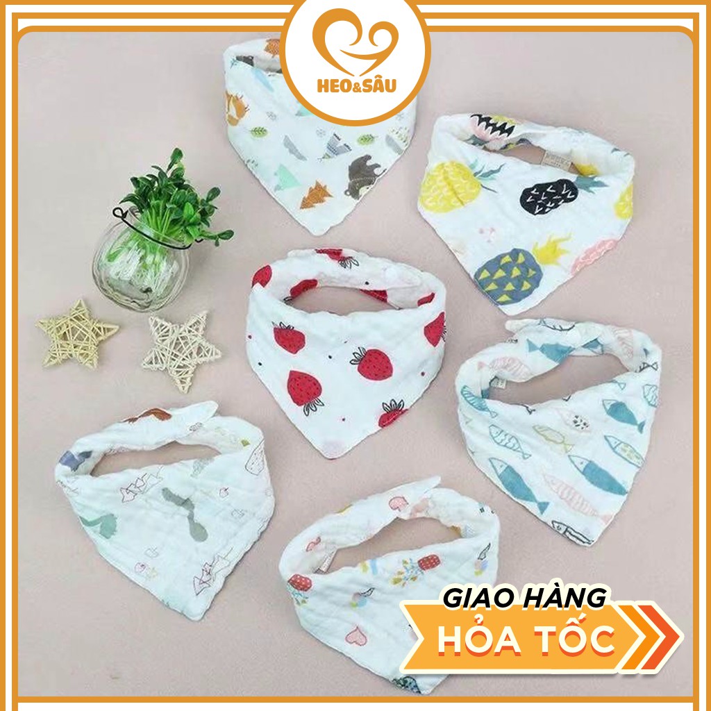 Khăn Quàng Cổ 💖𝑭𝑹𝑬𝑬𝑺𝑯𝑰𝑷 💖Khăn Yếm Tam Giác 6 lớp sợi tre (có 2 cúc chỉnh)