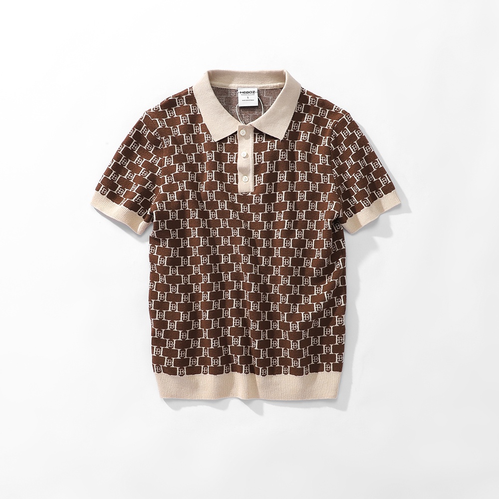 Áo thun nam cổ bẻ, polo HEBOZ chất vải dệt kim monogram cao cấp 2M - 00001238