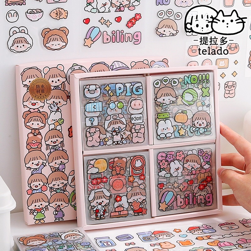 🌸SET 100 TẤM STICKER HÌNH DÁN TRANG TRÍ SỔ BÌA SÁCH HỘP QUÀ TẶNG SIÊU DỄ THƯƠNG🌸