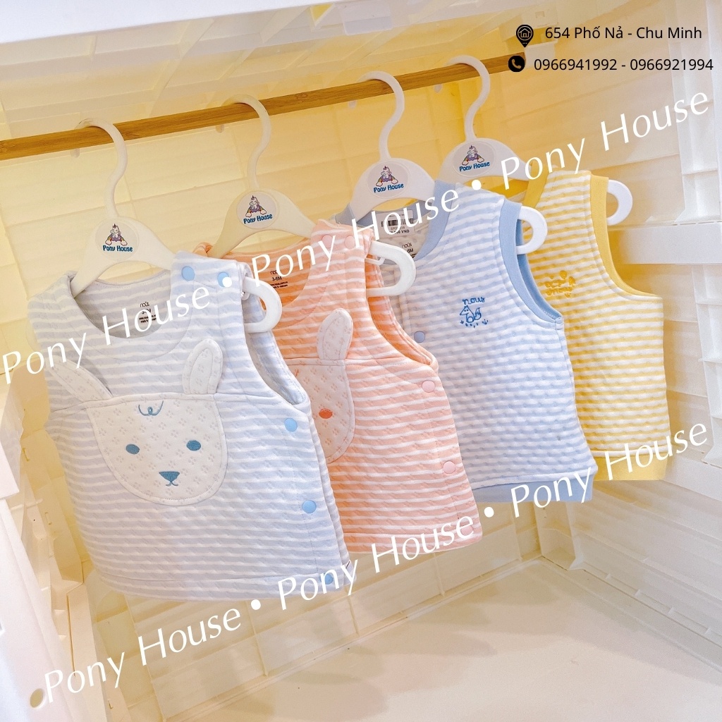 Áo Gile Nous Cài Thẳng - Gile Hình Cừu Nous Nỉ Trần Bông Xanh - Vàng - Hồng Cam (Size 3-6 Tháng Đến 18-24 Tháng)
