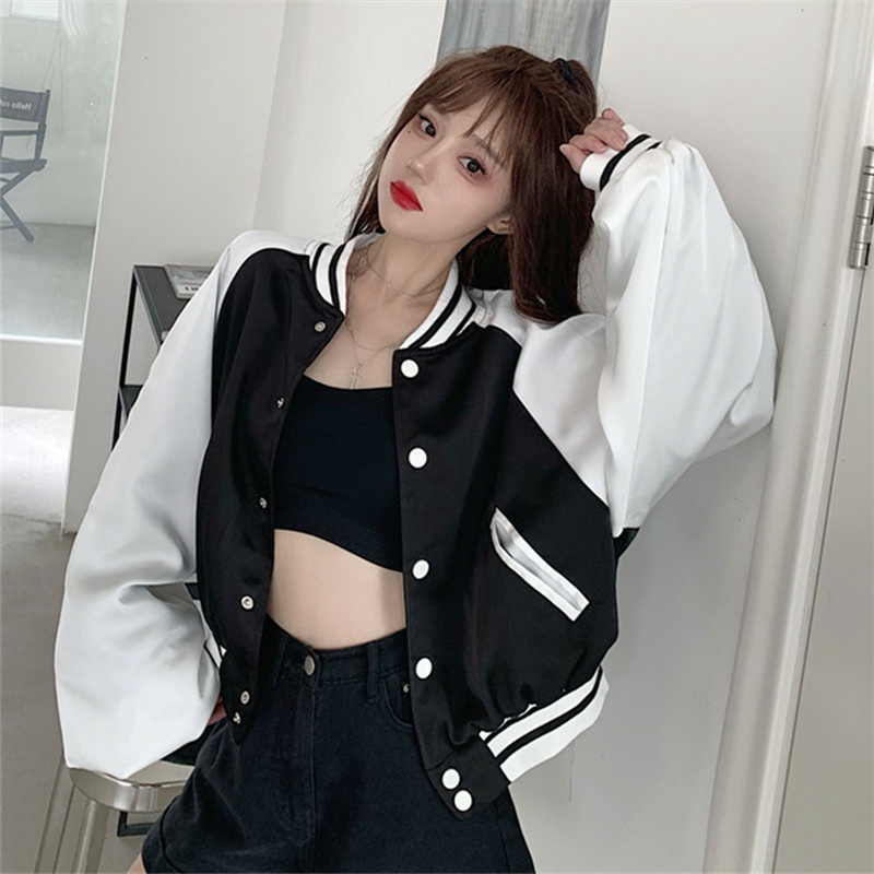Áo Khoác Dù Nữ Croptop Cổ Bomber Cúc Bấm Chữ Lưng - ĐĂNG QUANG FASHION