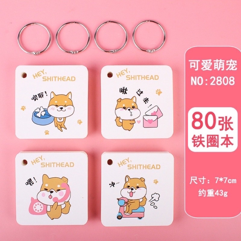 Flashcards  trắng học từ vựng Tiếng Anh hình hoạt hình 80 trang kích thước 7*7cm