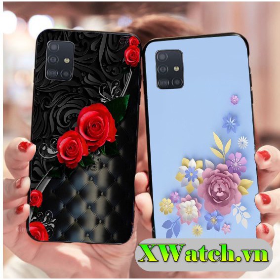 Ốp lưng phủ bóng Samsung Galaxy A12 A02 M02 A52 A72 J7 prime Họa tiết Hoa 3D