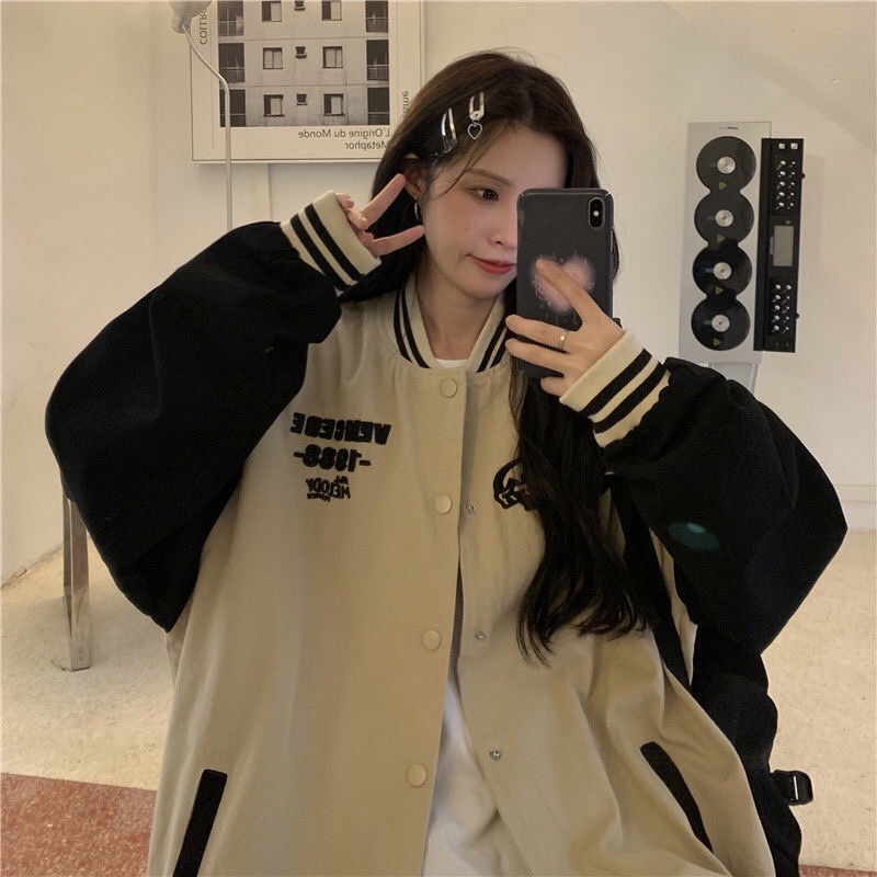 Áo Bomber phối tay Áo khoác thêu 2 lớp UNISEX Big Size nam nữ mặc được siêu hot