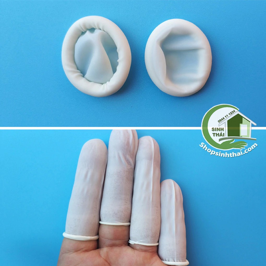 Găng tay cao su xỏ ngón bảo vệ đầu ngón tay - bao đầu ngón tay bằng cao su màu trắng