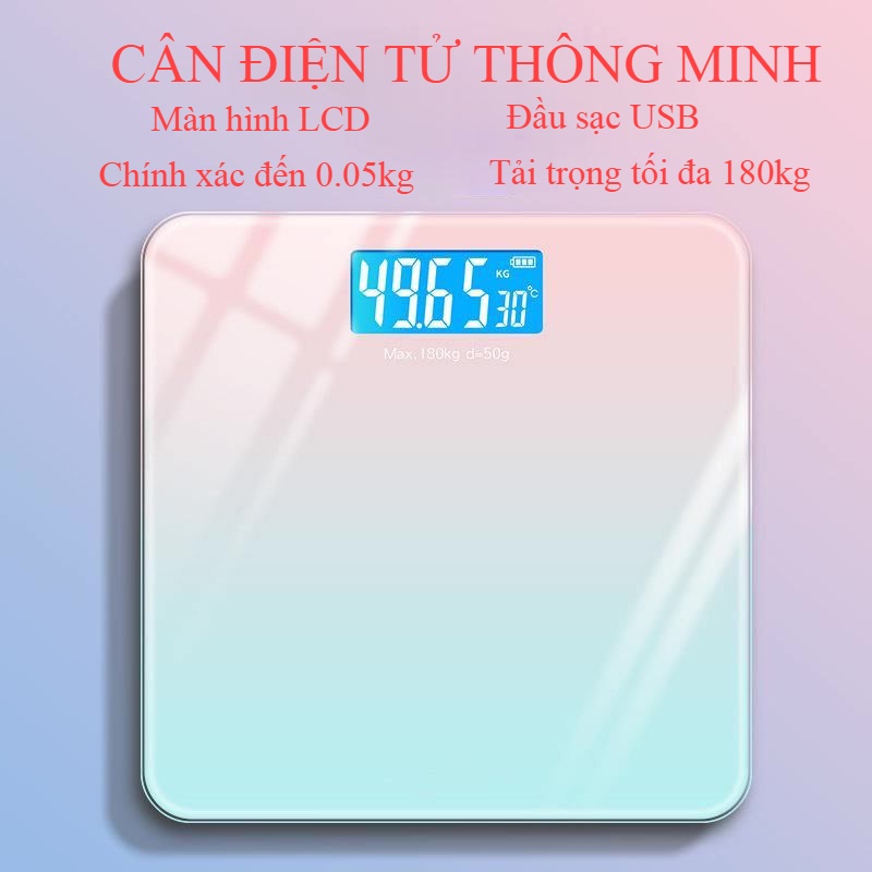 Cân điện tử màn hình lcd thông minh, cân sức khỏe gia đình sạc pin đa năng - ảnh sản phẩm 2