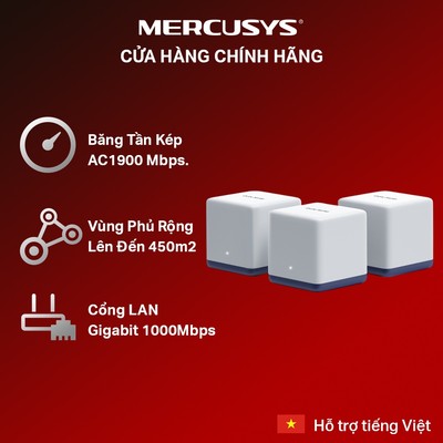 [Phủ Sóng Rộng] Mesh Mercusys Halo H50G | Chuẩn AC1900, Tốc Độ Cao, Dành Cho Nhà Nhiều Tầng