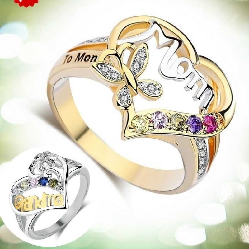 Nhẫn Đeo Tay Kim Loại Khắc Chữ &quot;Mom&quot; Và &quot;grandma&quot; Thời Trang Dành Cho Nữ
