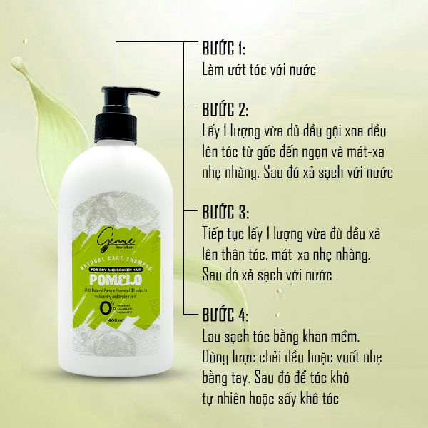 Bộ đôi dầu gội và dầu xả Gennie Natural Care - Pomelo for Hairfall 400ml