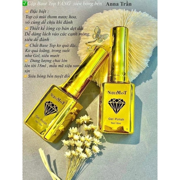 Base top NailMoT Mỹ, liên kết base, bóng top, chai 18ml