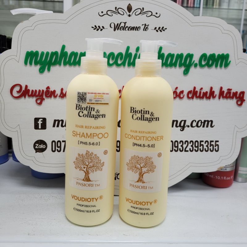 LẺ DẦU GỘI HOẶC DẦU XẢ PHỤC HỒI MỌC TÓC TÁI TẠO TÓC BIOTIN &amp; COLLAGEN VOUDIOTY 500ml -1000ml