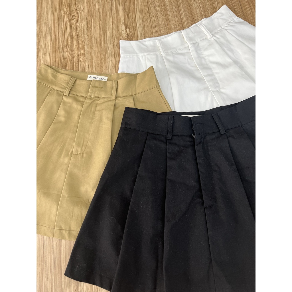 (Hàng có sẵn) Chân váy KAKI XẾP LY dáng Hàn Quốc dáng A trẻ trung, có lót quần.