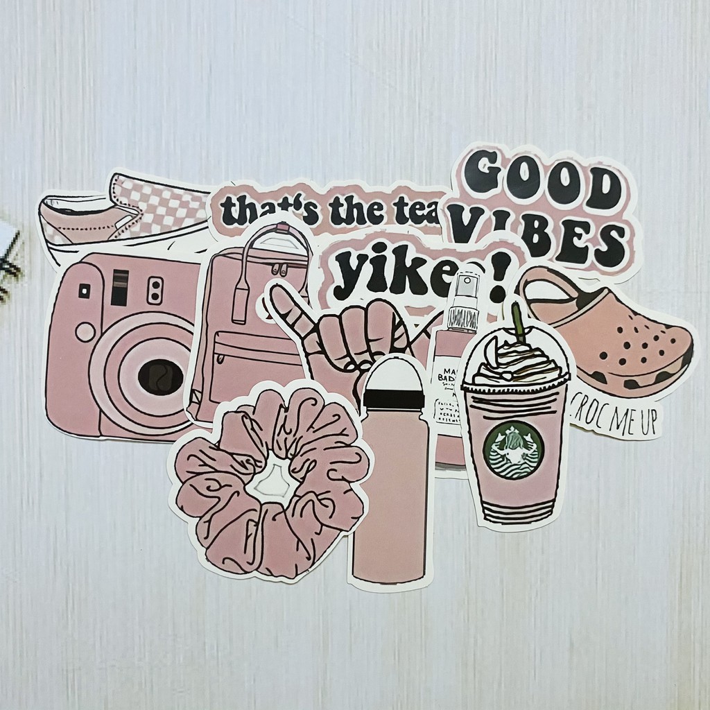Sticker phong cách hồng cá tính dán trang trí laptop, máy tính bỏ túi, vali, điện thoại, đàn ghit