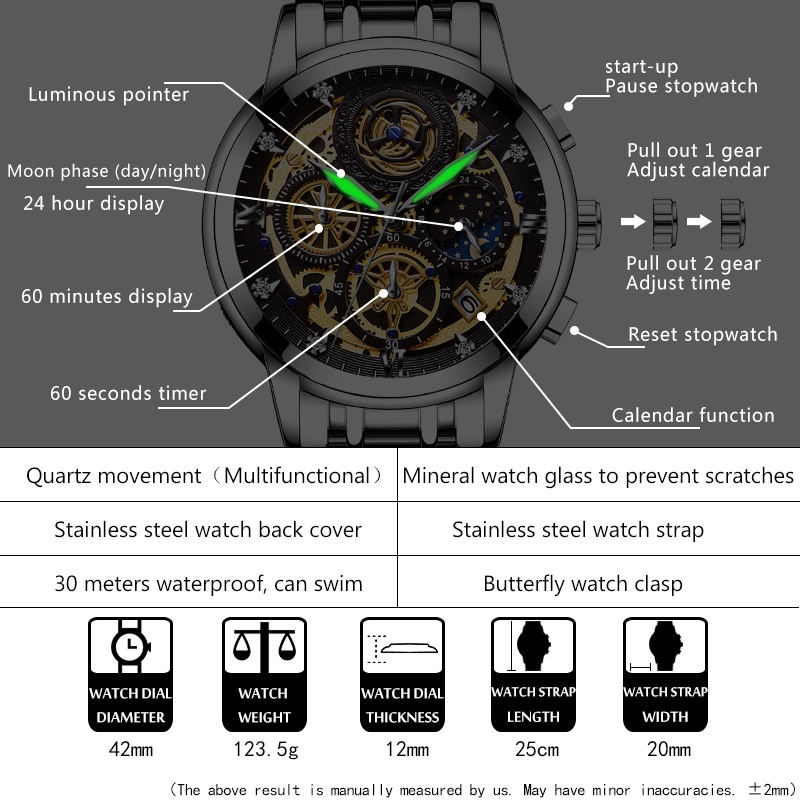 Đồng hồ thạch anh WISHDOIT dây đeo thép không gỉ chống nước màu đen phong cách doanh nhân cho nam
 | BigBuy360 - bigbuy360.vn
