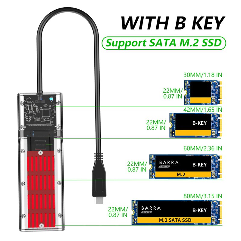 Vỏ Đựng Ổ Cứng Ngoài M.2 Ngff Sata Ssd Trong Suốt | BigBuy360 - bigbuy360.vn