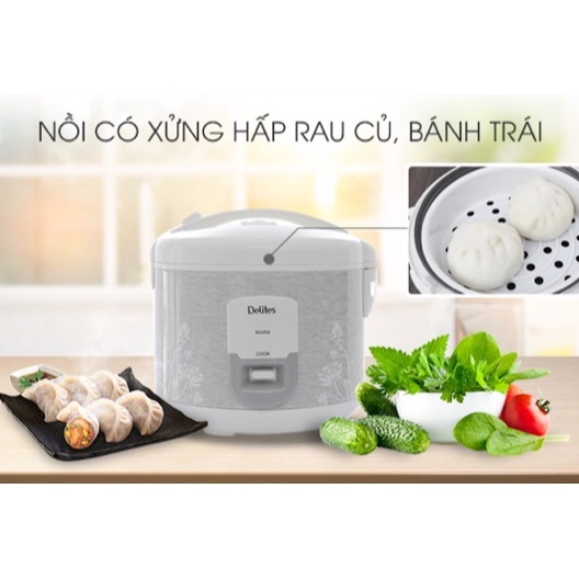 Nồi cơm điện Delites 1.8 lít NCG1805 trưng bày 99%-Dung tích nồi:1.8 lít Số người ăn:4 - 6 người
