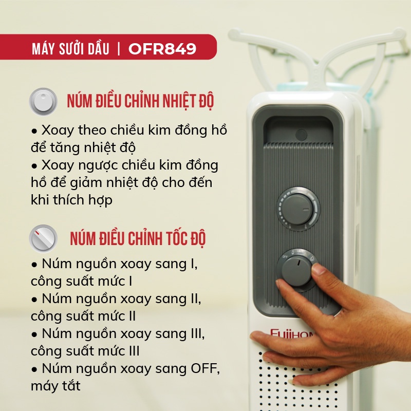 Máy sưởi dầu nhập khâu không khô da CN Nhật Bản Fujihome, không đốt oxi 3 chế độ, tự động ngăt, Bảo hành 12 tháng