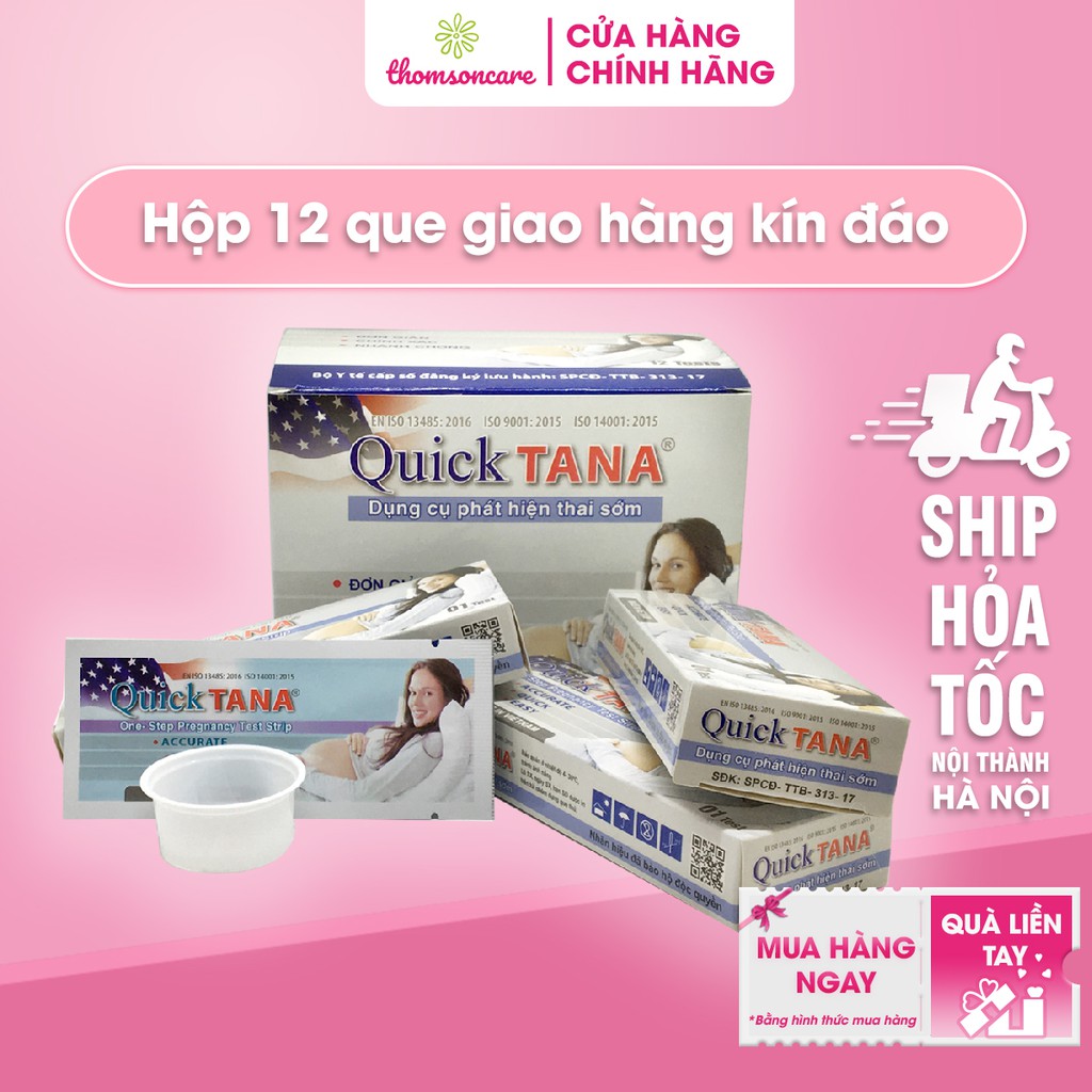 Quicktana - Hộp 12 que thử thai - Phát hiện thai nhanh chóng - Luôn che tên sản phẩm