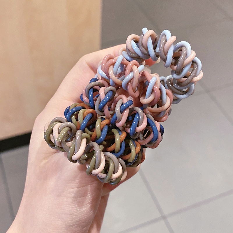 【kifli】Dây Buộc Tóc Cao Su Nhám Ba Màu Kiểu Mori Đơn Giản Không Đường May