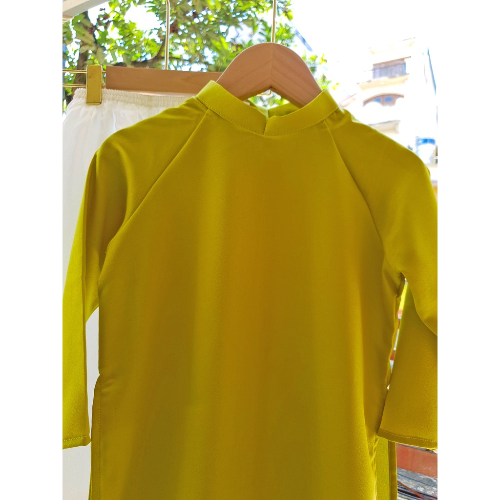 Áo Dài Trơn Truyền Thống Bé Gái Chất Lụa Cao Cấp Màu Xanh Bơ Siêu Xinh Mon