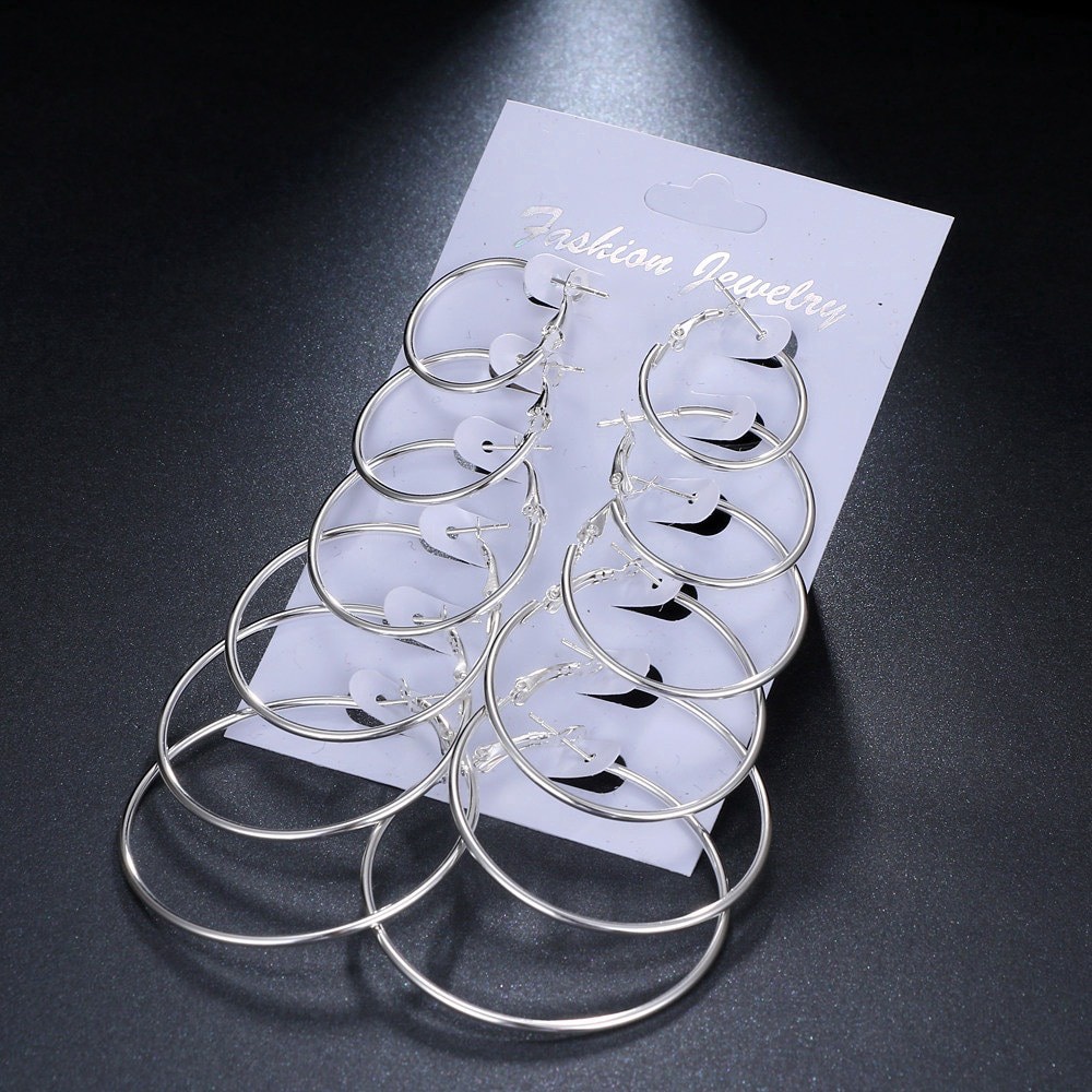 Set 6 Đôi Bông Tai Tròn Thời Trang Nữ Khuyên Tai Tròn Trơn Kiểu Dáng Basic Giá Rẻ Bộ 29 Bling On
