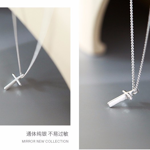 Vòng cổ Mạ Bạc 925 Hình Thánh Giá Đơn Giản Quyến Rũ Cho Nữ