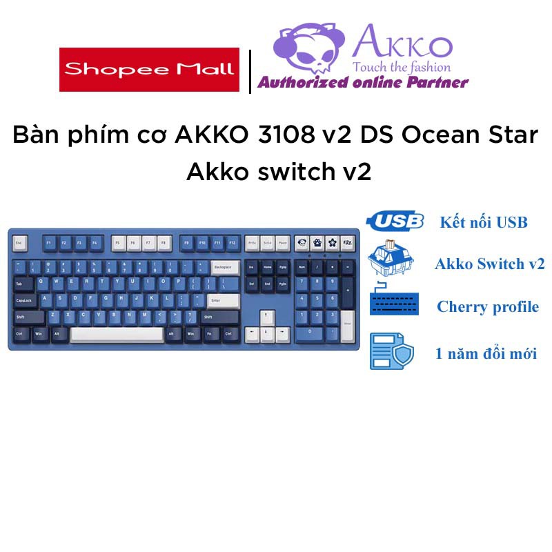 Bàn phím cơ AKKO 3108 v2 DS Ocean Star (AKKO sw v2)