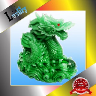 Tượng Rồng Xanh Phong Thủy Ôm Châu Chiêu Giữ Tài Lộc 12 cm TPT078 - Luxury Art