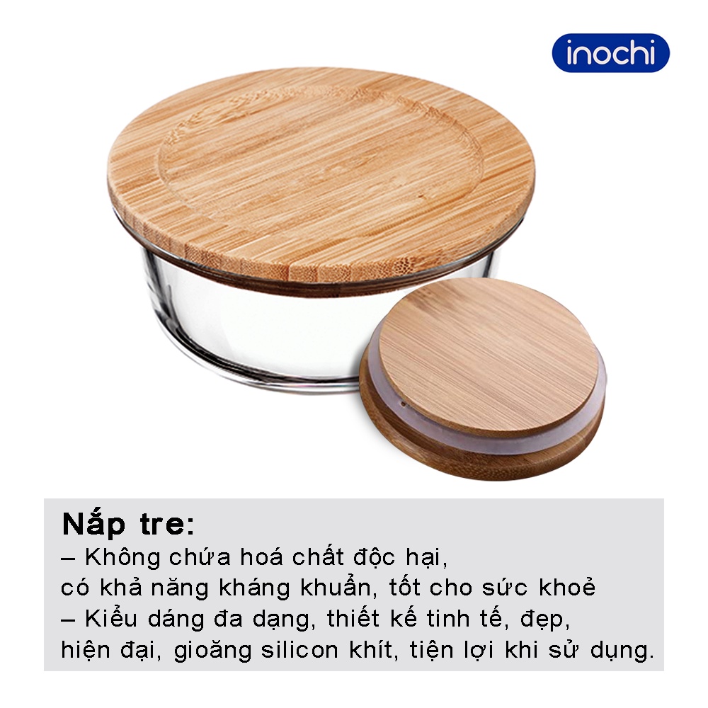 Hộp thủy tinh nắp tre hộp đựng thực phẩm Nikko Inochi