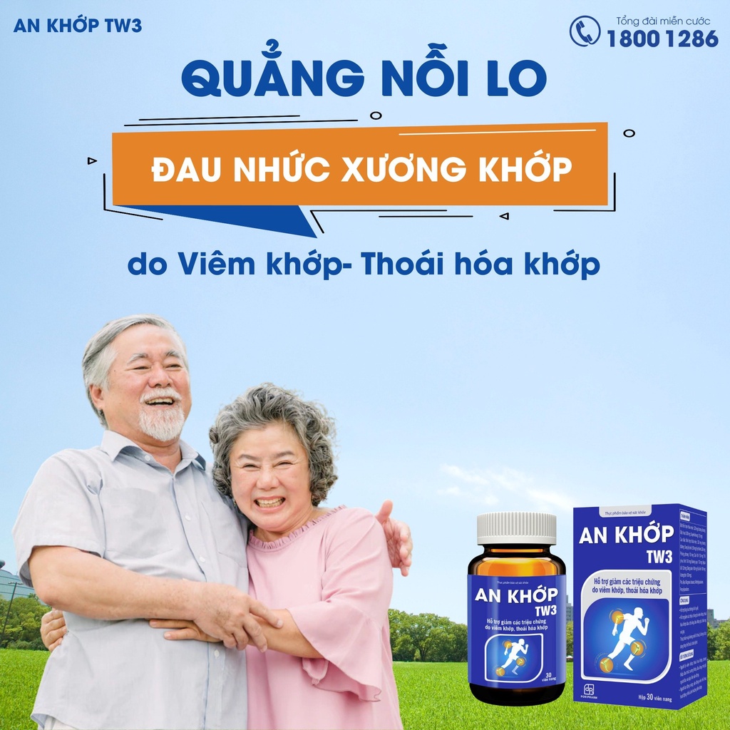 An Khớp TW3 hỗ trợ giảm viêm khớp dạng thấp đau nhức xương khớp thoái hóa khớp Lọ 30 viên