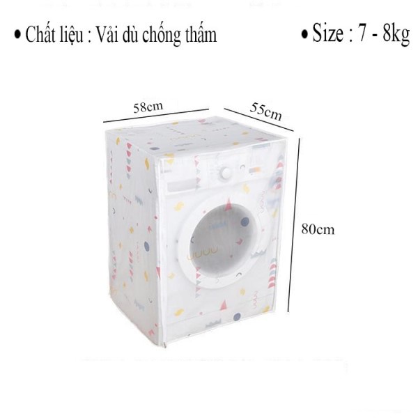 Áo trùm máy giặt cửa trước vải dù 7-8kg Kara