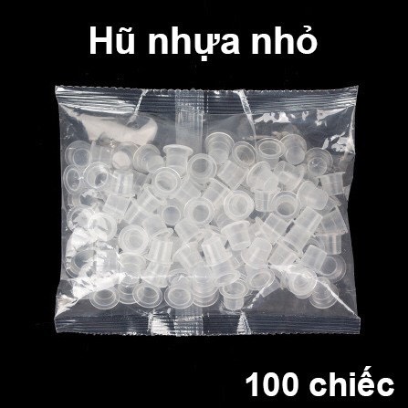 [Túi khoảng 100 Cái] Chum Silicon Và Hũ Nhựa Đựng Mực Trong Phun Xăm Thẩm Mỹ