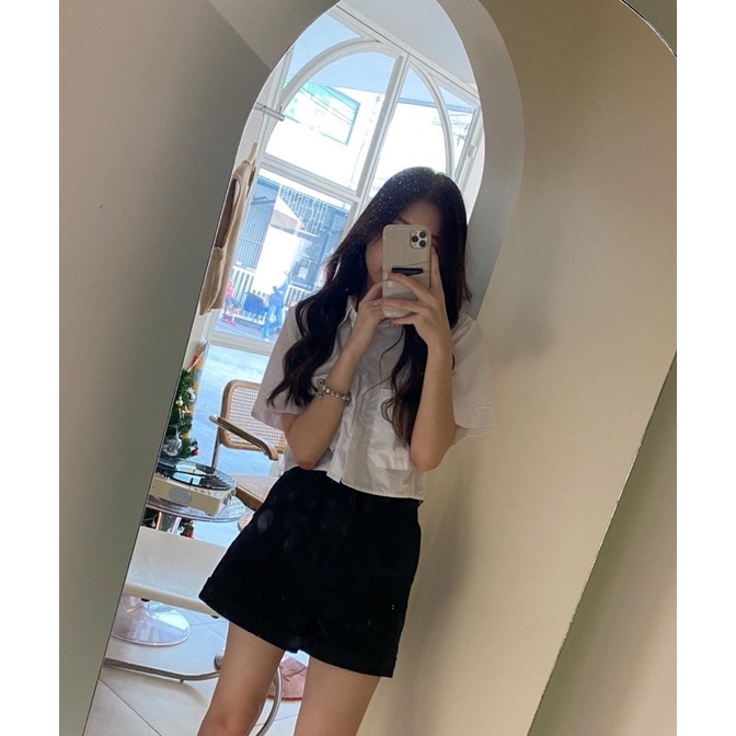 SƠ MI CROTOP TÚI OVER SIZE KÈM ẢNH THẬT